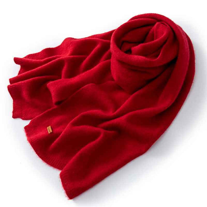 Ribbed Long Draped Scarf | Solid Color Design Red One Size