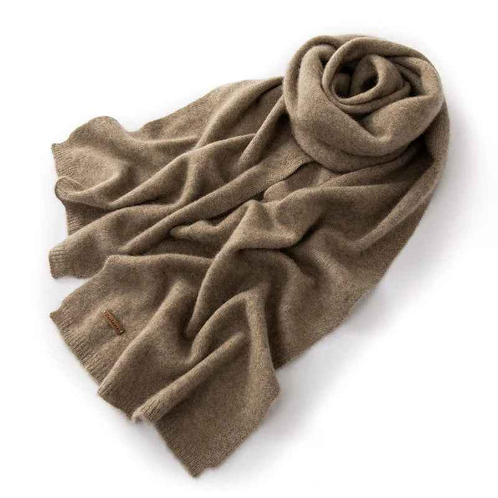 Ribbed Long Draped Scarf | Solid Color Design Brown One Size