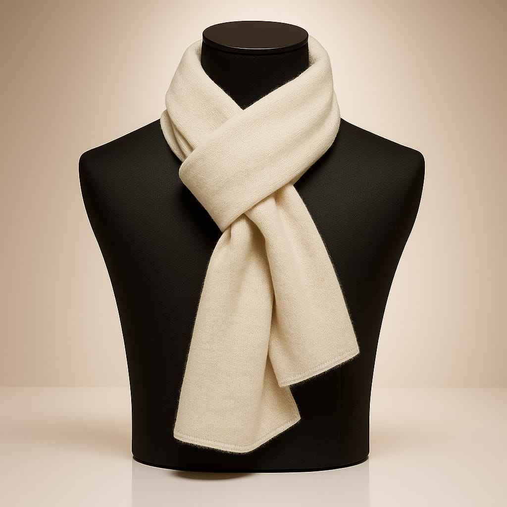 Ribbed Solid Scarf for Neck and Chest Coverage Beige