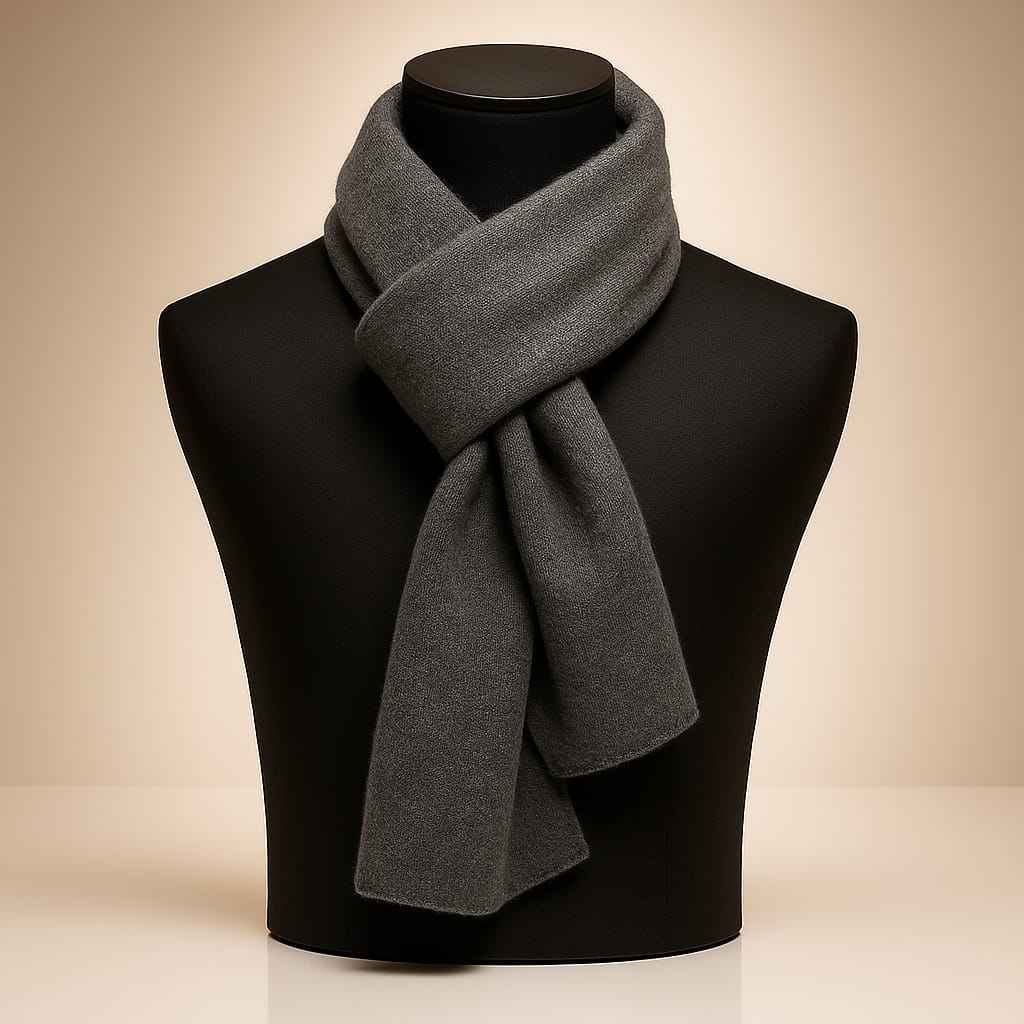 Ribbed Solid Scarf for Neck and Chest Coverage Dark Gray