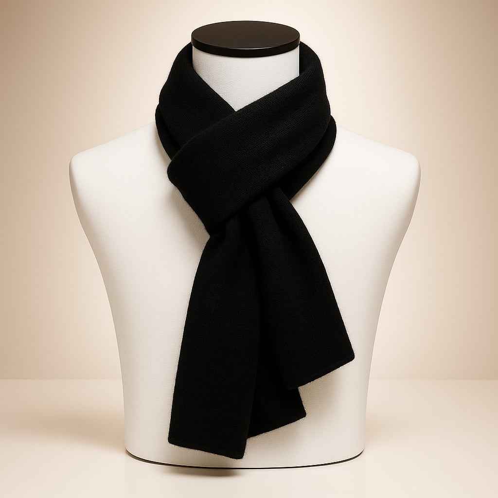 Ribbed Solid Scarf for Neck and Chest Coverage Classic Black