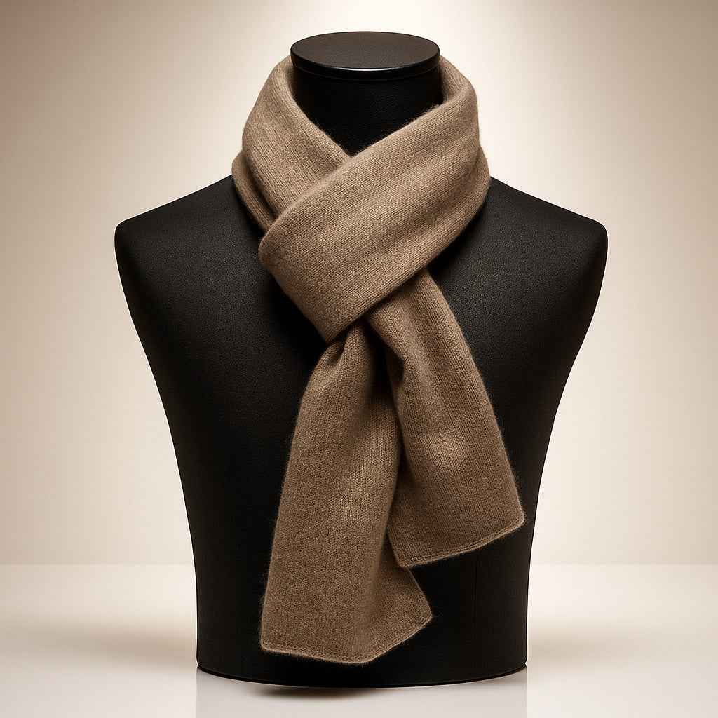 Ribbed Solid Scarf for Neck and Chest Coverage Camel