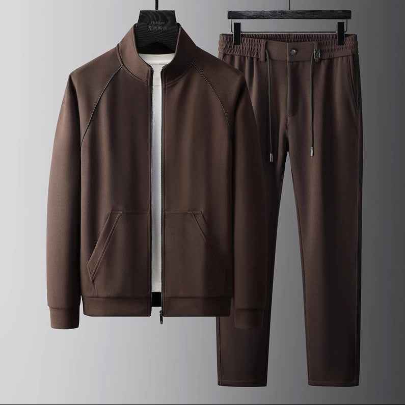 Performance Fabric Tracksuit Set Black Brown Two-Piece Brown