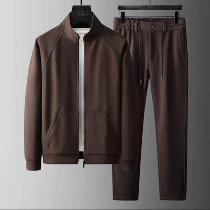 Performance Fabric Tracksuit Set Black Brown Two-Piece Brown
