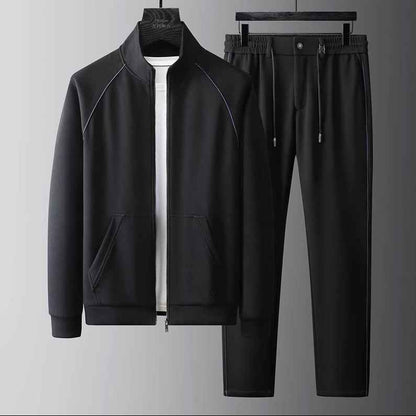 Performance Fabric Tracksuit Set Black Brown Two-Piece Black