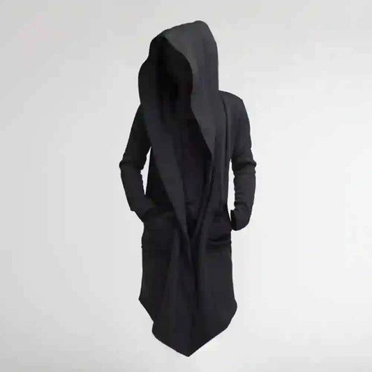 Men's Oversized Hooded Draped Cardigan Coat Black