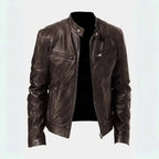 Men's Leather Moto Jacket - Stylish Biker Outerwear Brown