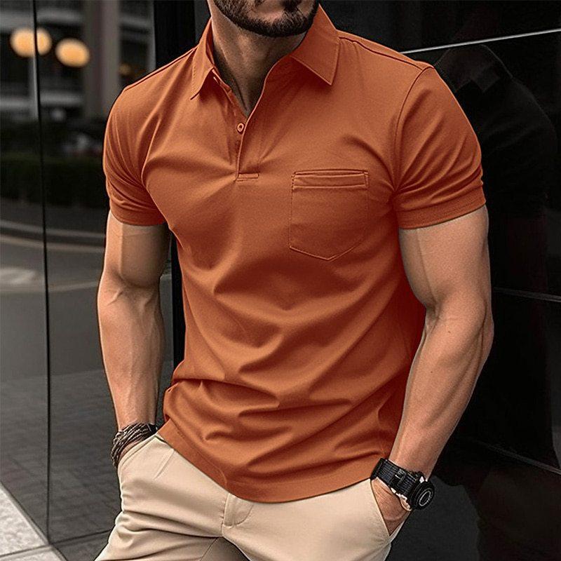 Stylish Men's Polo Shirt - Trendy Casual Wear Orange