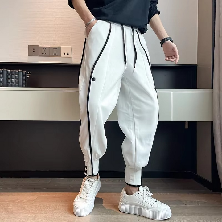 Men's Casual Wide Leg Jogger Pants – Korean Style Sweatpants White