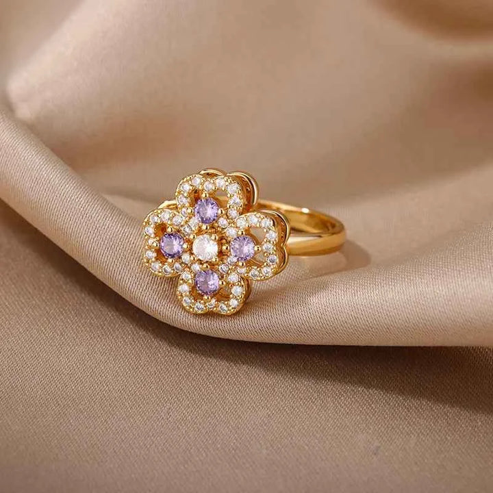 Adjustable Lucky Clover Ring