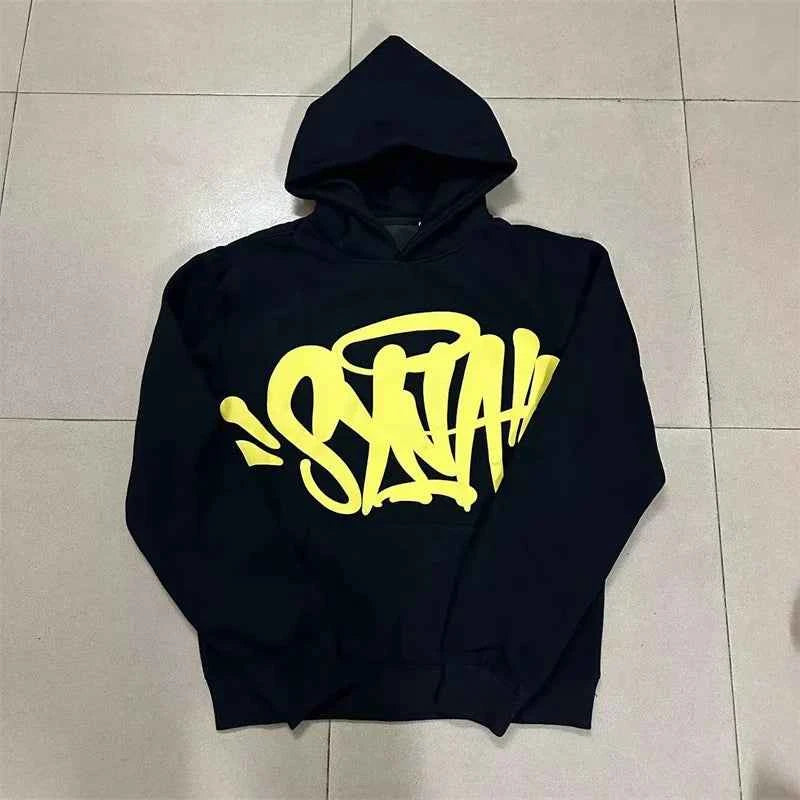 Unisex Fleece Hoodie Sweatshirt with Hip Hop Print for Casual Wear Black