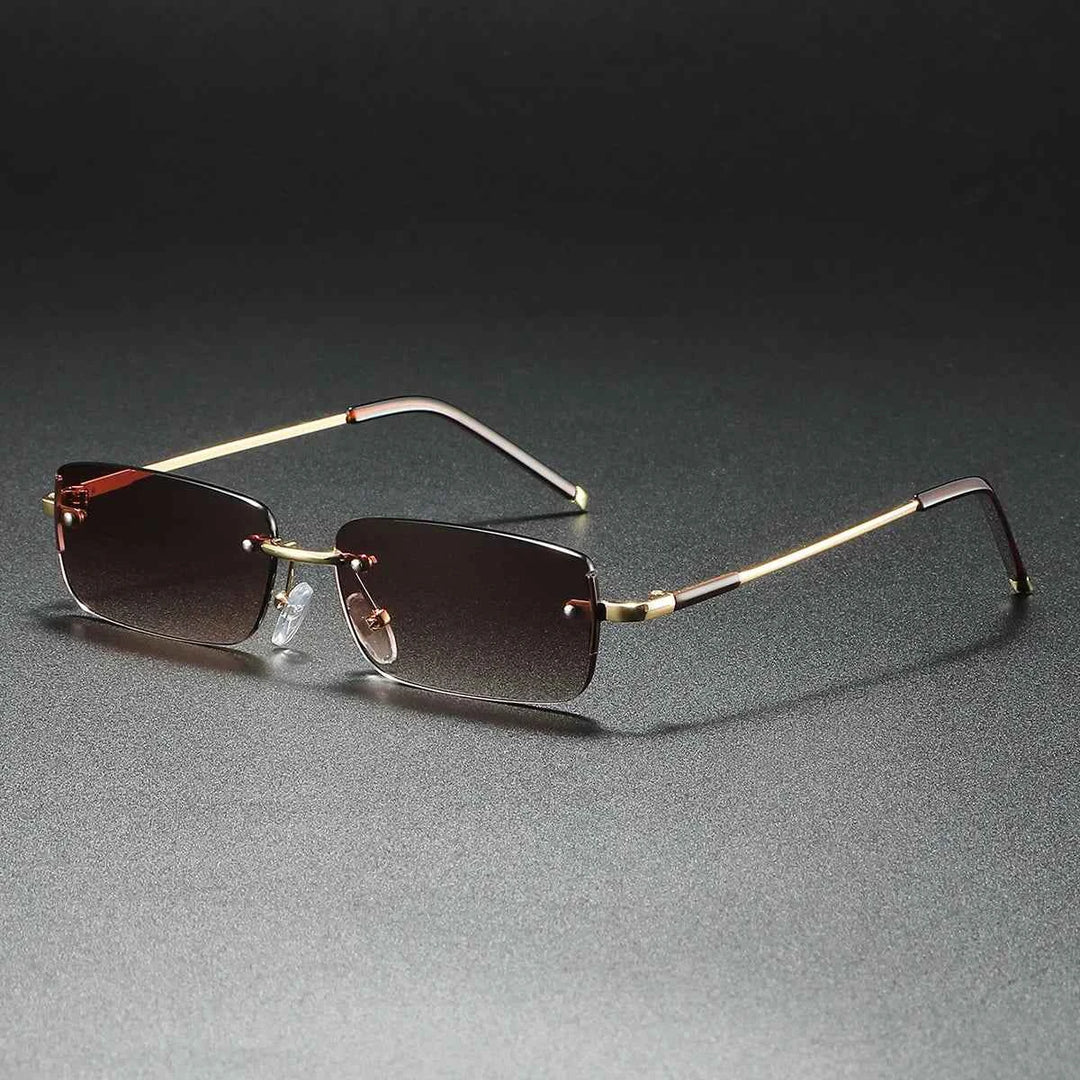 Stylish Rimless Sunglasses for a Modern Look Whiskey Brown