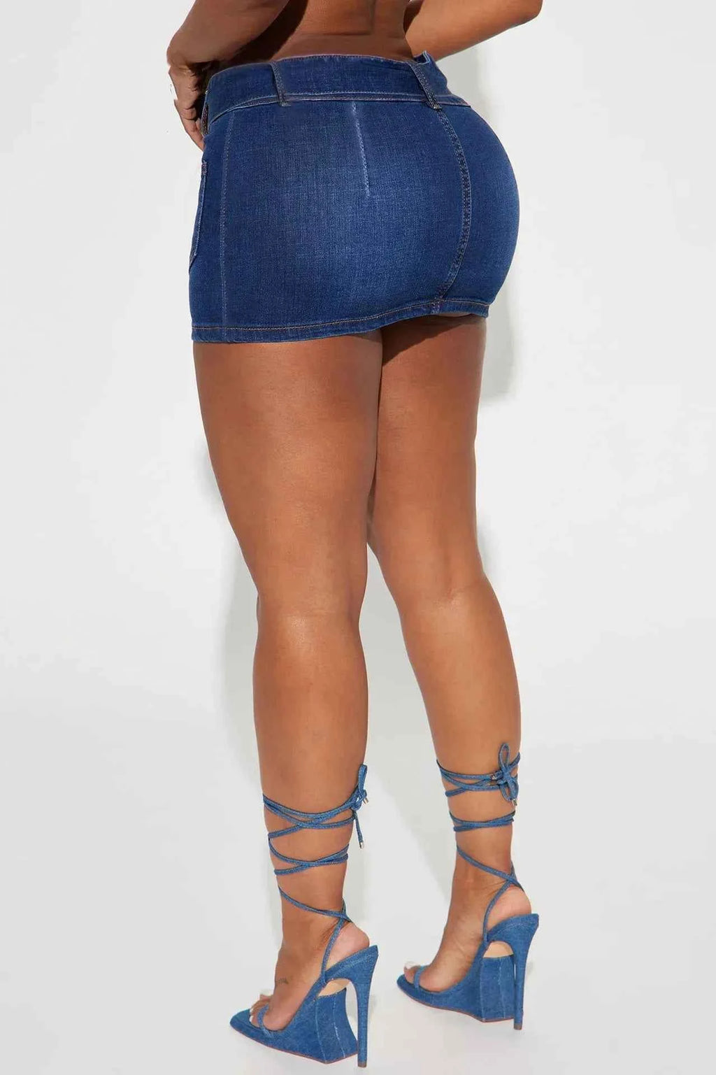 Women's Belted Denim Mini Skirt