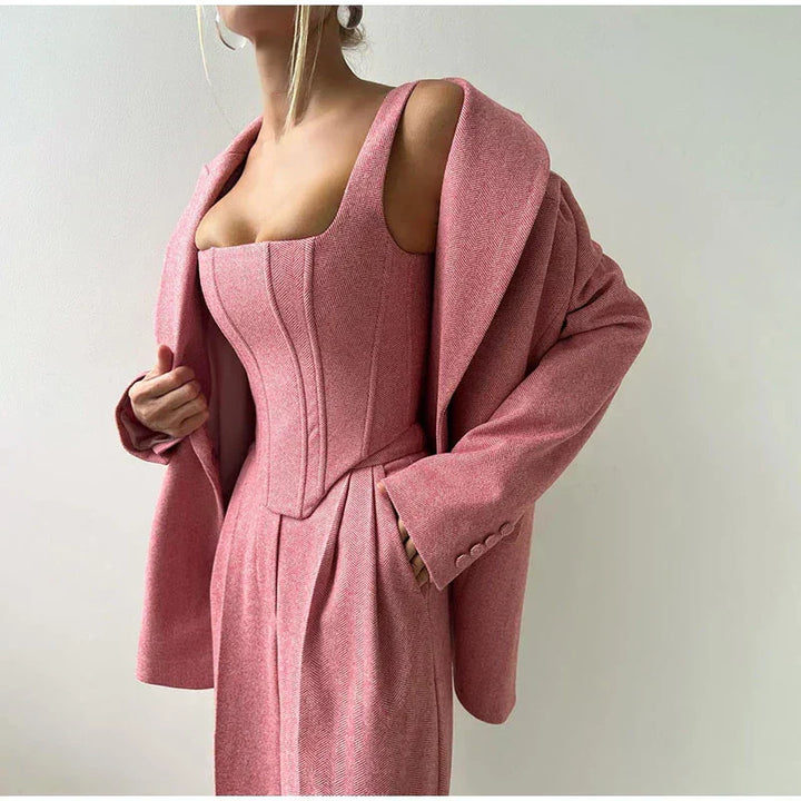 Comfy 3-Piece Women's Set - Blazer, Pants, and Corset Top