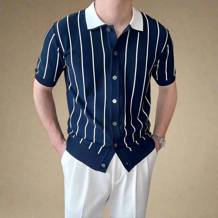 Men's Striped Knit Polo Shirt