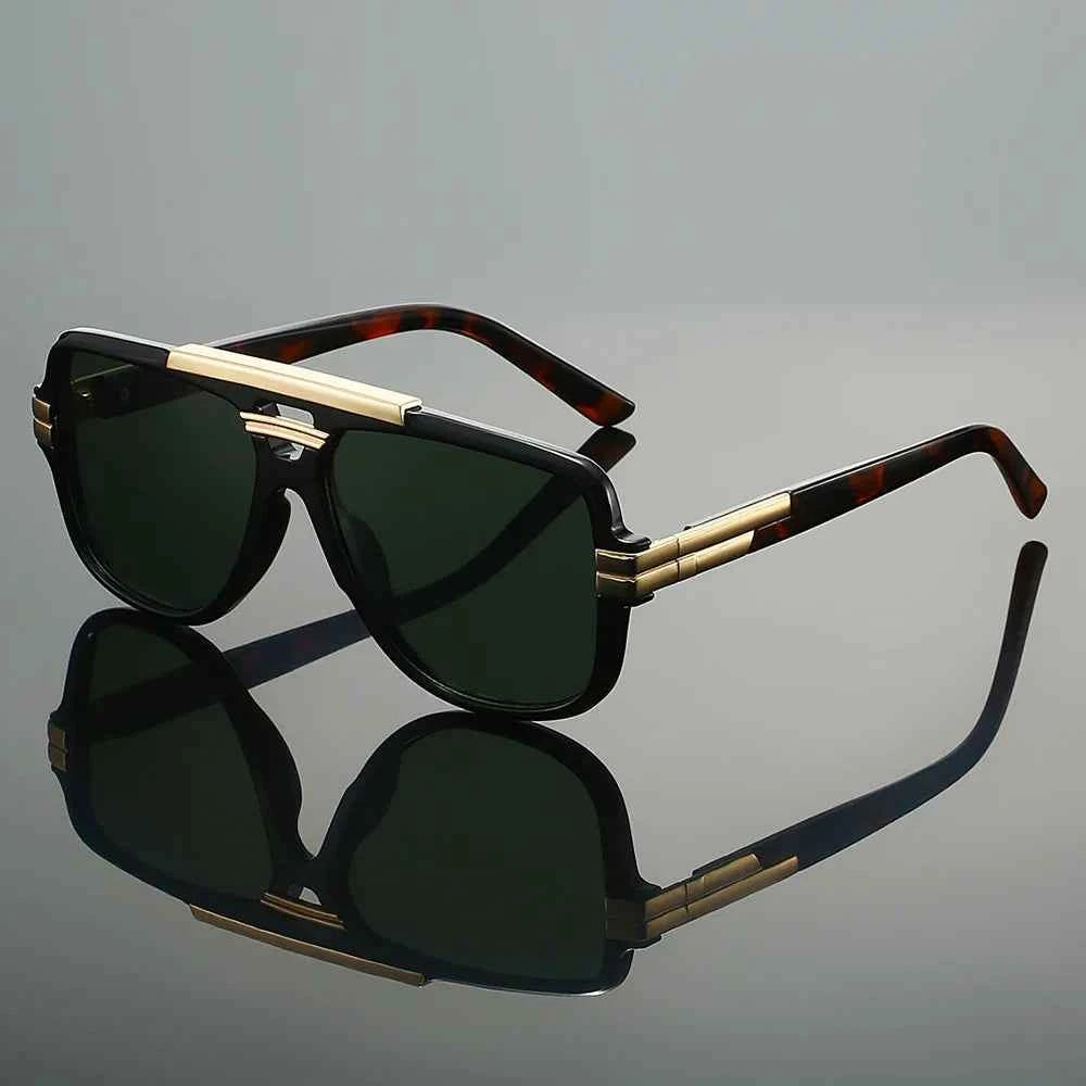 Double Bridge Fashion Sunglasses Black & Gold