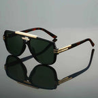 Double Bridge Fashion Sunglasses Black & Gold