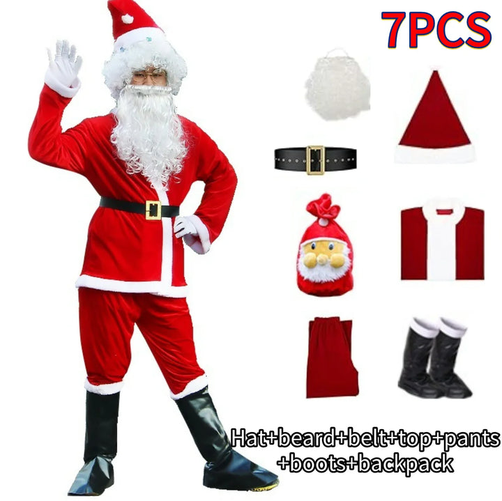 Halloween's Family Santa Claus Costume for New Year's and Christmas Parties 502-7PCS