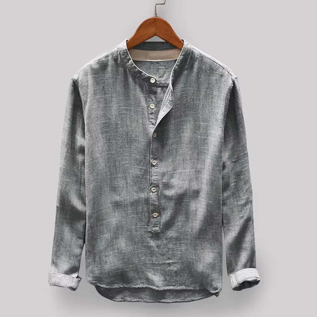William | Chemise homme à manches longues en coton-lin uni 2025
