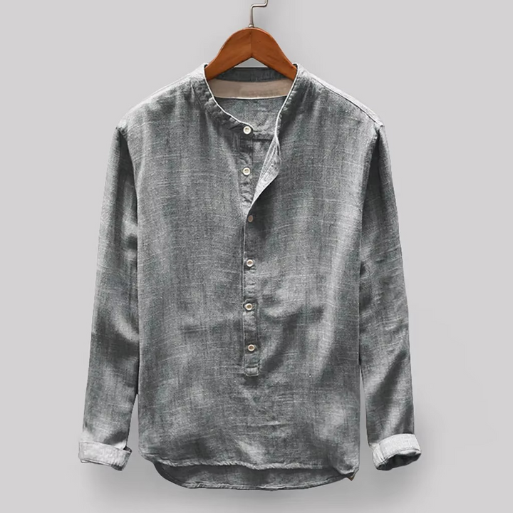 William | Chemise homme à manches longues en coton-lin uni 2025