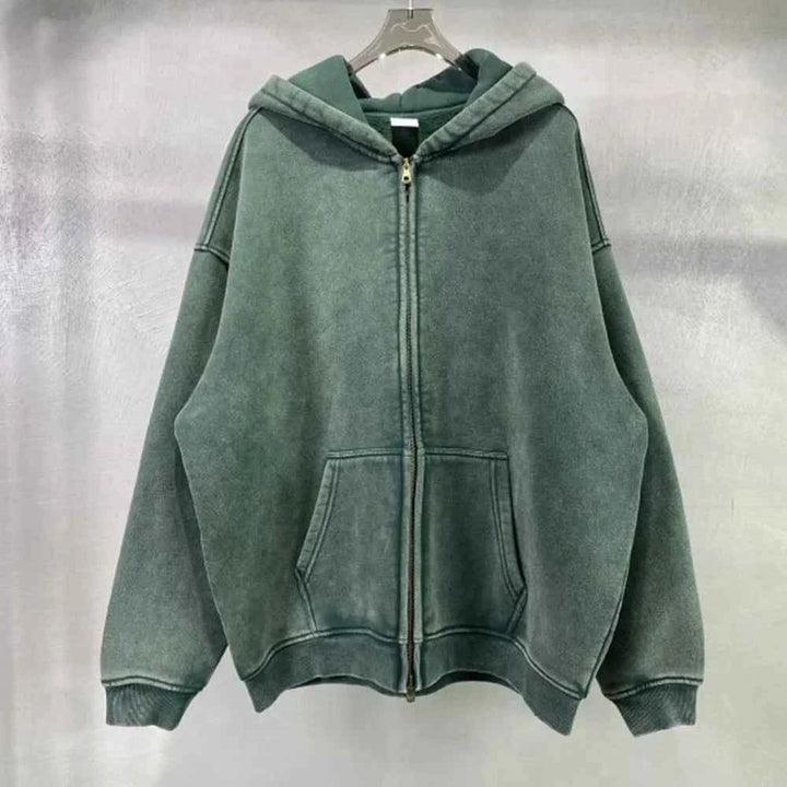 Men and Women's Full-Zip Batik-Wash Street Hoodie