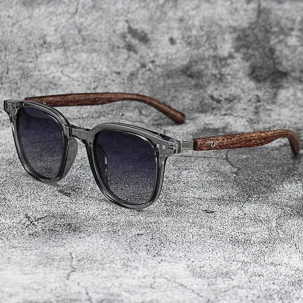 Wood Grain Style Eyeglasses Smoke Gray
