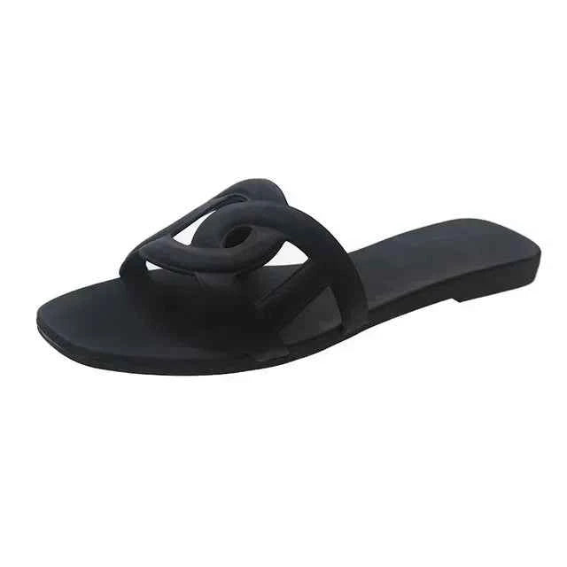 Candy Coloured Flat Slides Black