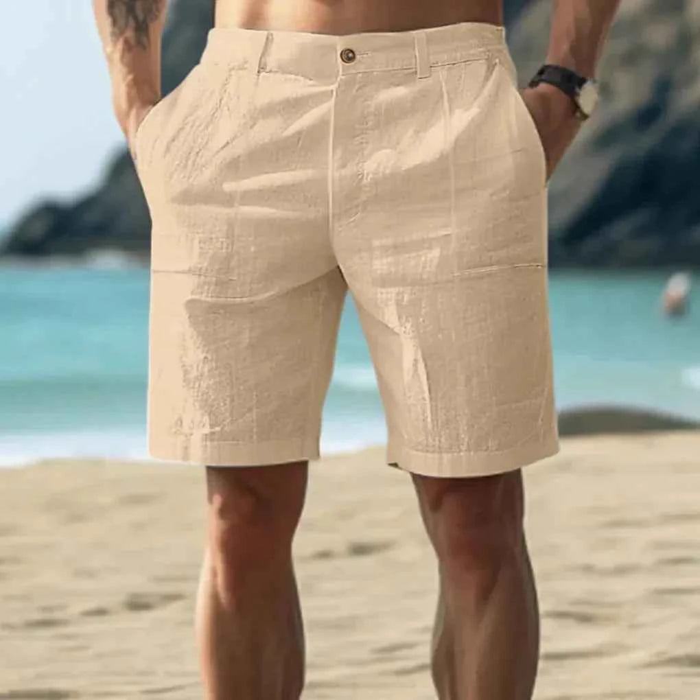 Men's Casual Linen Shorts Khaki