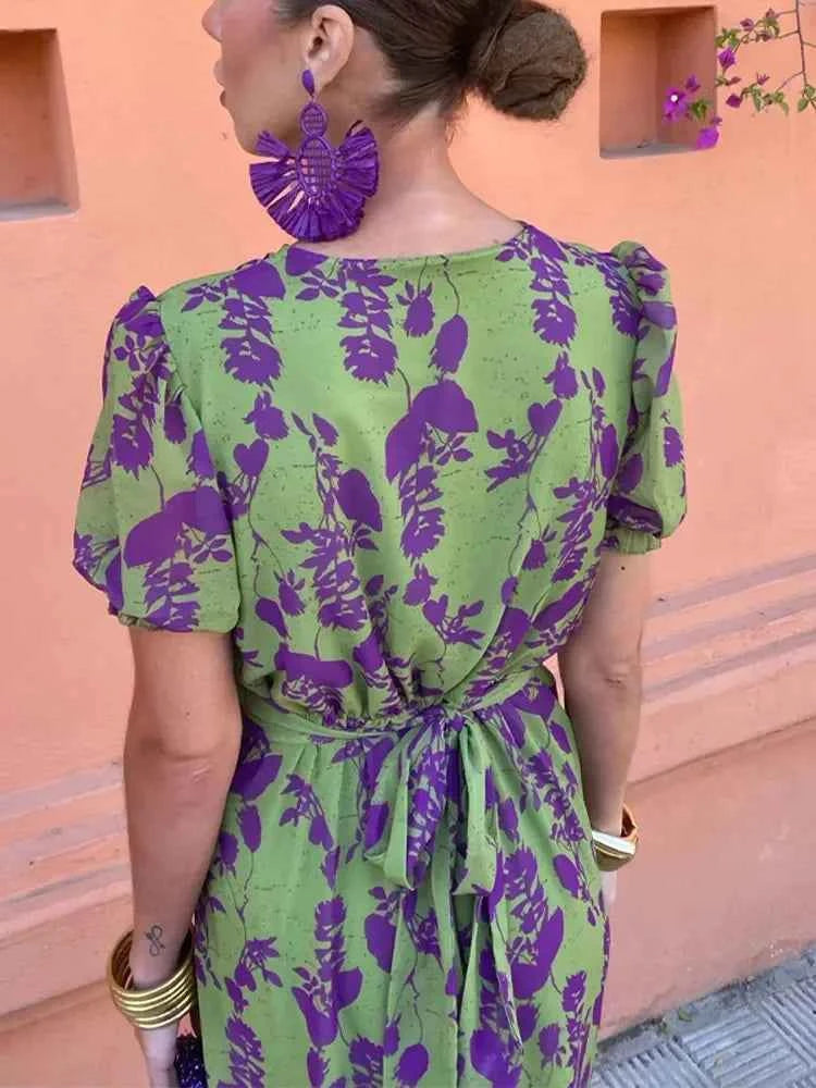 Women's Floral Print V-Neck Dress