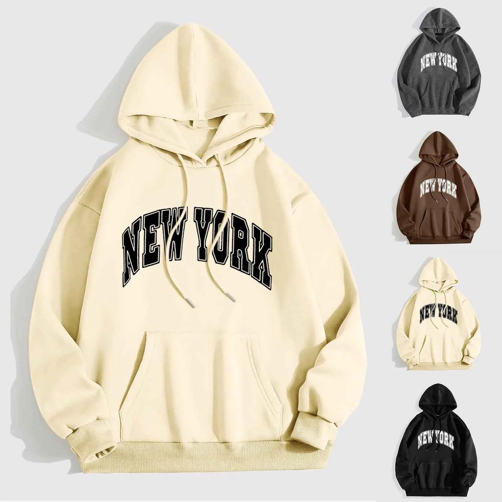 Men's Oversized Printed Letter Hoodie - Casual Thick-Cut Pullover for Comfort