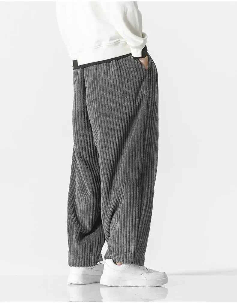 Men's Relaxed Fit Ribbed Knit Joggers with Elastic Waistband