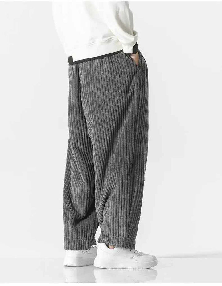 Men's Relaxed Fit Ribbed Knit Joggers with Elastic Waistband