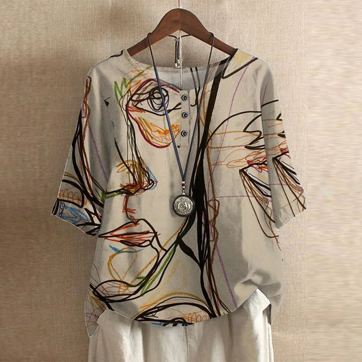 Women's Casual Retro-Inspired Blouse Beige