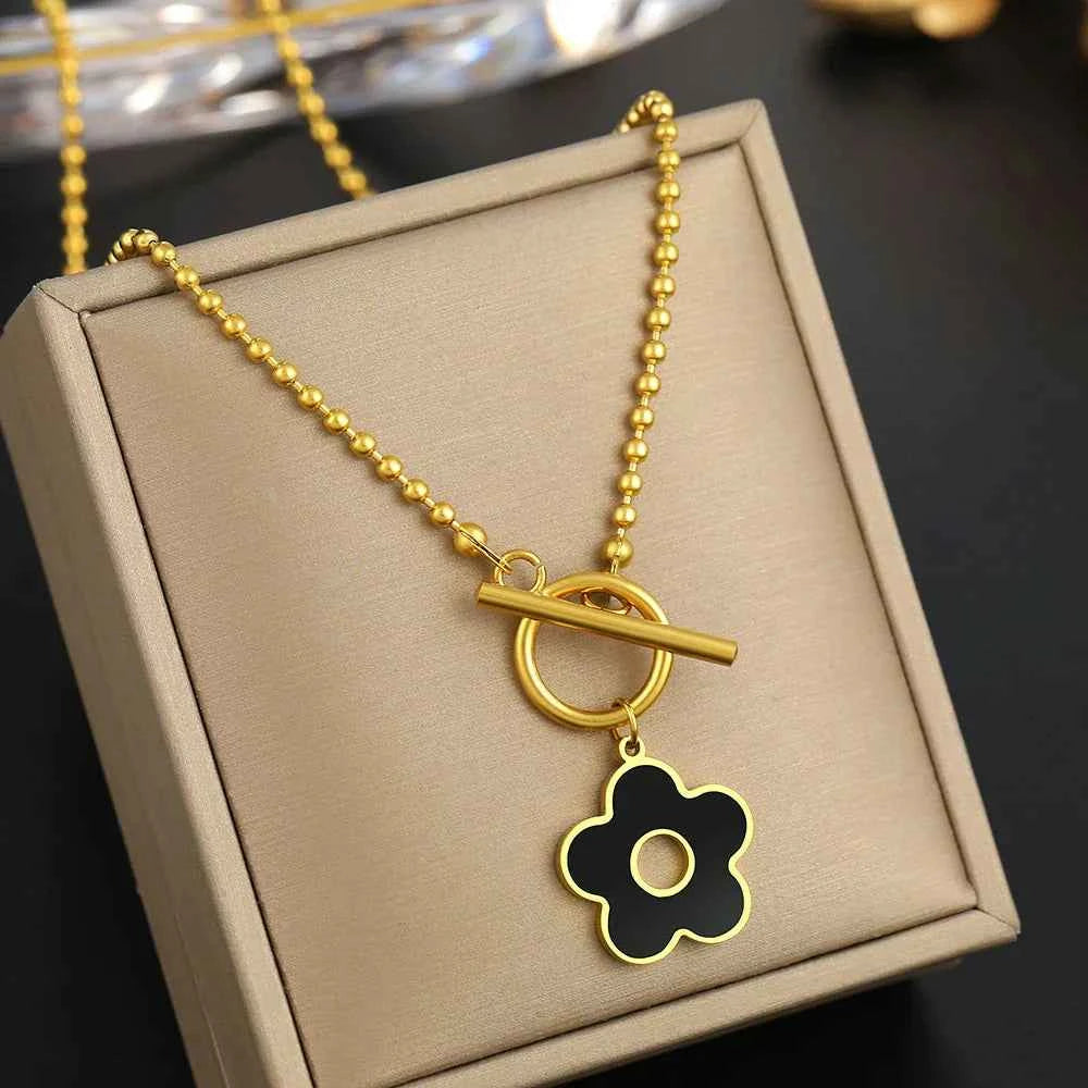 Floral-Inspired Lock Pendant Necklace