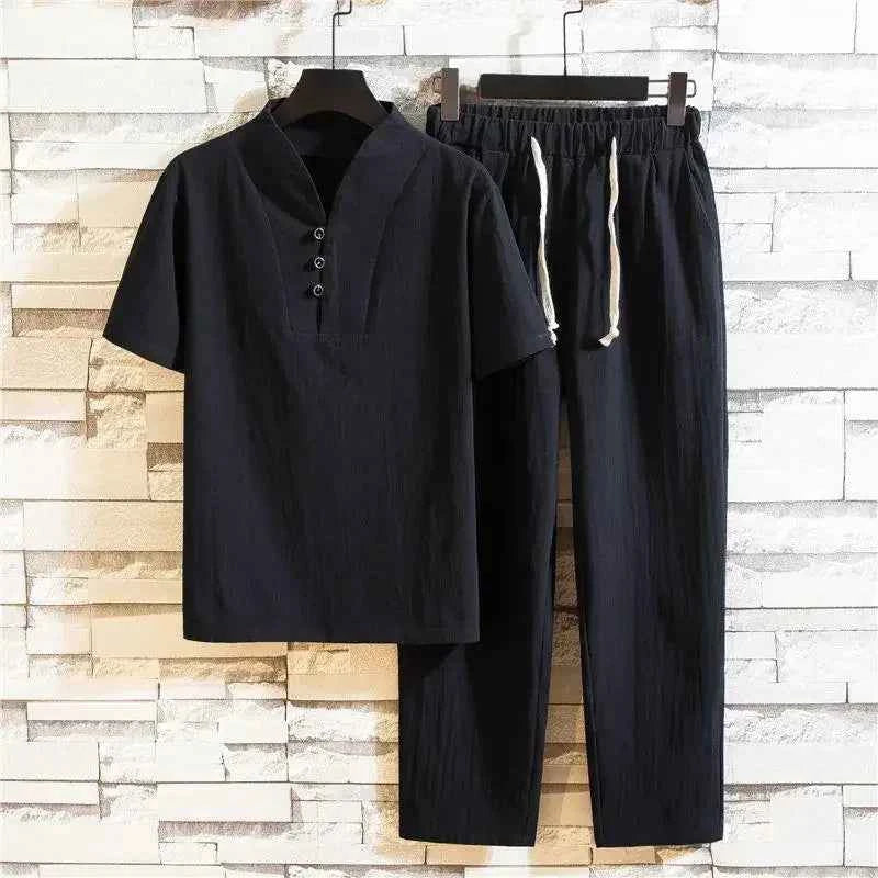 Comfortable Linen Bedding Set Black