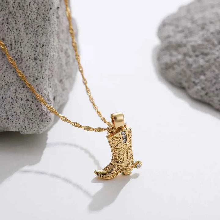 Rustic Cowgirl Necklace - Western Style Jewelry Gold
