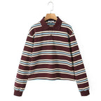 Women's Striped Polo Shirt - Riviera Style Brown