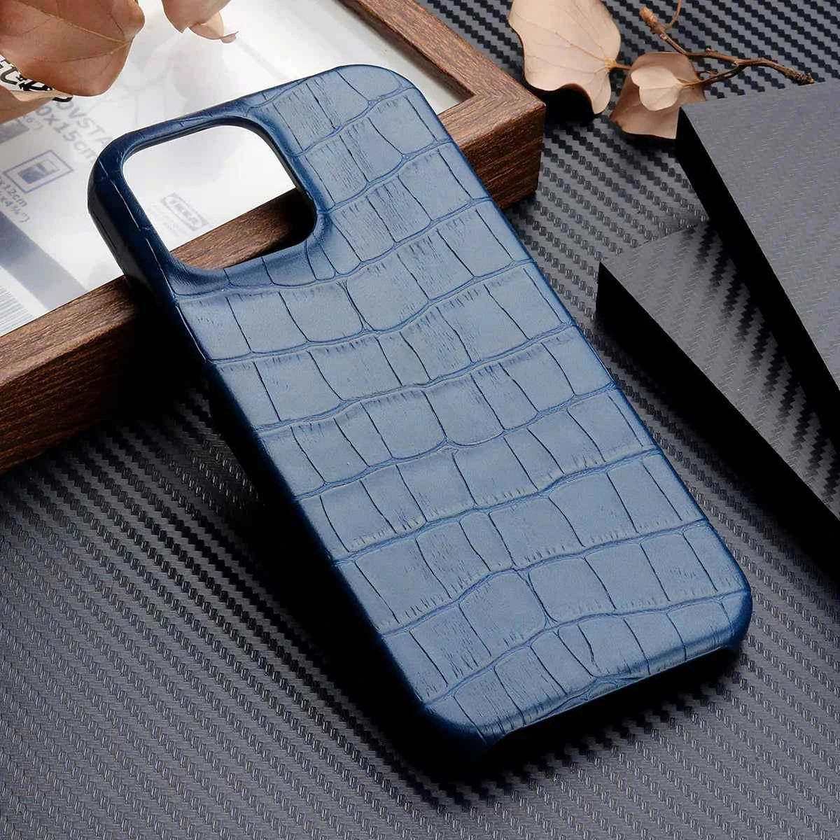 Premium Crocodile Texture Phone Case Blue