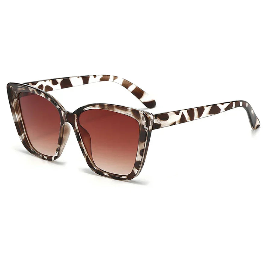 Marcia | Women's Retro Cat-Eye Sunglasses with UV Protection Leopard Print White