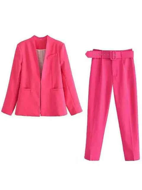 Women's Tailored Blazer and High Waist Trouser Suit Set