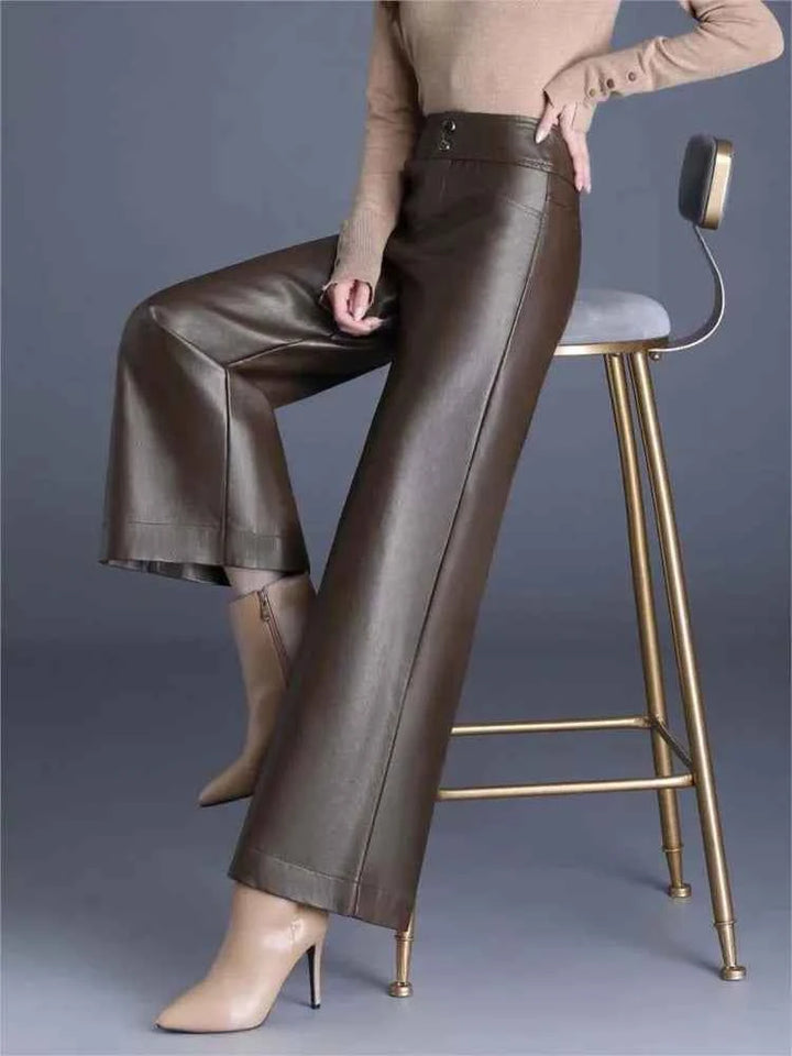 Women's Wide-Leg Leather Pants