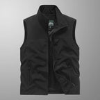 Men's Polyester Sleeveless Stand Collar Waterproof Vest Black