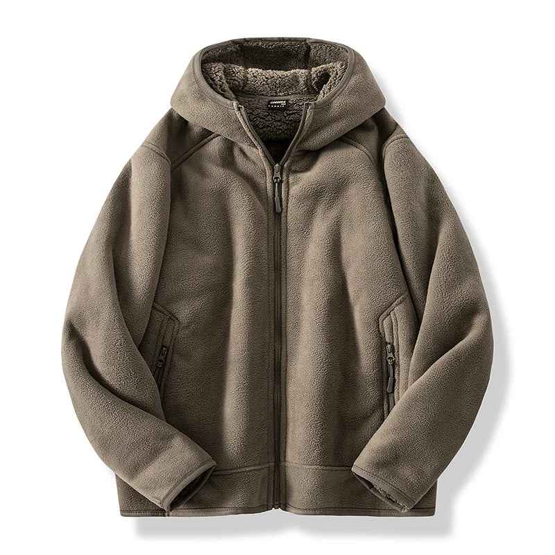 Men's Relaxed Fit Full Zip Hoodie Khaki