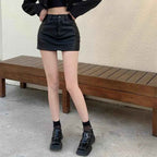 Women's High Waist Faux Leather Mini Skirt