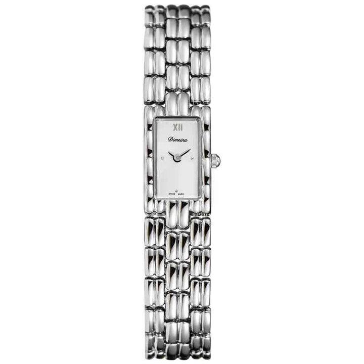 Rectangular Roman Numeral Dial Link Wrist Watch
