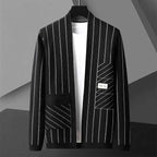 Men's Striped Cardigan - Stylish Knitwear for Casual Wear Black