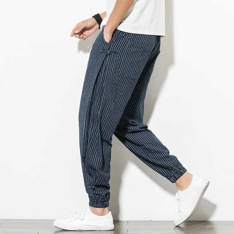 Men's Striped Pants - Stylish and Comfortable Navy