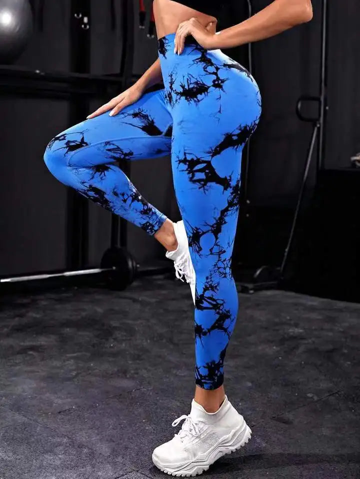 Women's High Waist Seamless Yoga Leggings, Push Up Sports Tights Sapphire blue