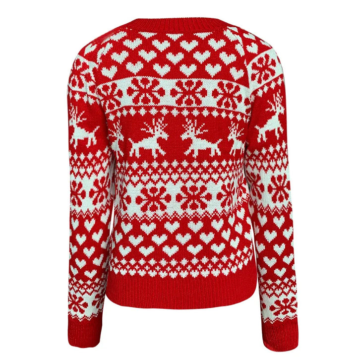 Christmas Winter Women Snowflake Print Knitted Sweater Pullover