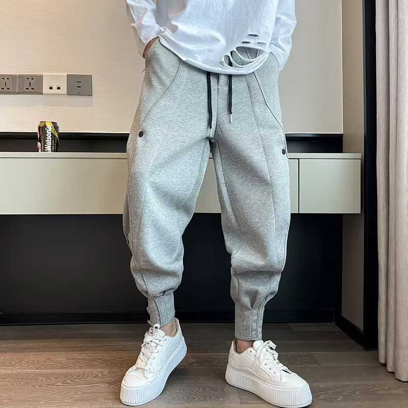 Men's Casual Wide Leg Jogger Pants – Korean Style Sweatpants Gray